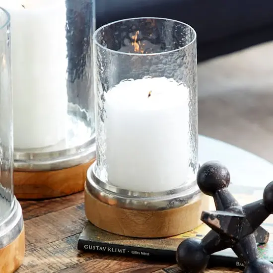 Clear Aluminum Traditional Hurricane Lamp Set {4}