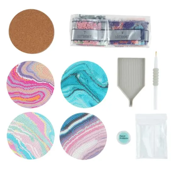 Round Marbled Diamond Art Coaster Kit by Make Market&reg; {3}