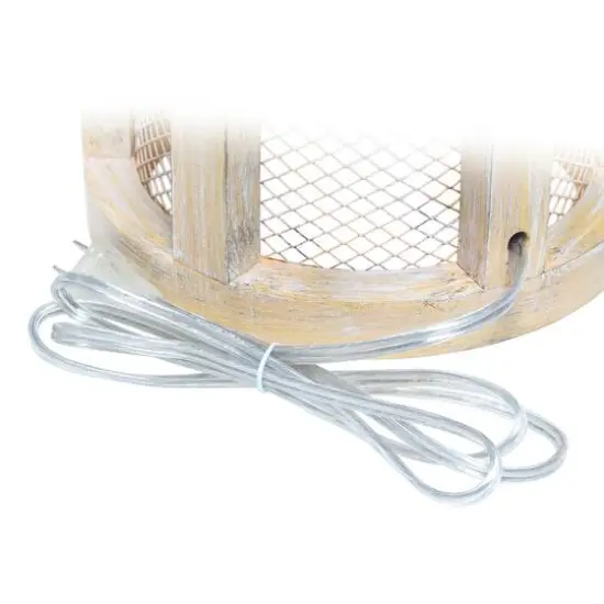 Lalia Home 29" Wooded Arch Table Lamp with White Fabric Shade Natural Wood and White {9}