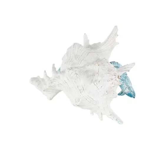 9" Polystone Crab Textured Decorative Sculpture with White Shell Blue {7}