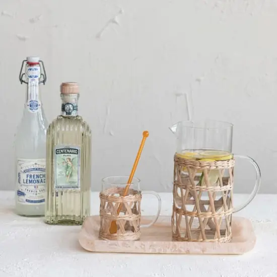 Hello Honey&reg; 10oz. Clear Glass Mugs with Natural Woven Sleeves, 12ct. {3}