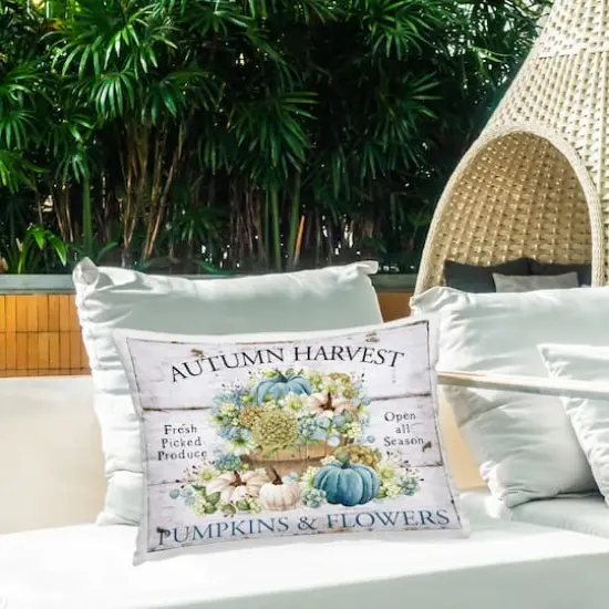 Stupell Industries Pumpkins & Flowers Harvest Outdoor Printed Pillow {3}