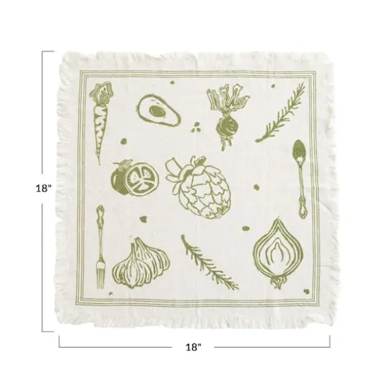 Hello Honey&reg; Green Vegetable Cotton & Linen Napkins with Fringe, 4ct. {4}