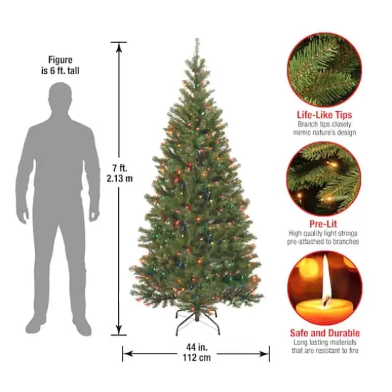 7 ft. Pre-lit Aspen Spruce Full Artificial Christmas Tree, Multicolor Lights {6}
