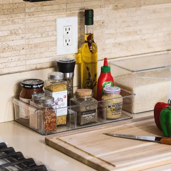 Sorbus 14.5" Clear Storage Organizer Bins with Removable Compartments, 3ct. {3}