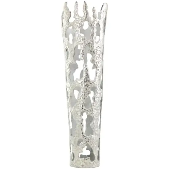 31" Contemporary Aluminum Melting Drip Vase Silver {11}