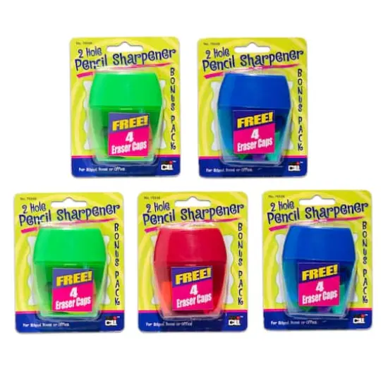 Assorted Charles Leonard 3 Hole Pencil Sharpener, 2 Packs of 12 {3}