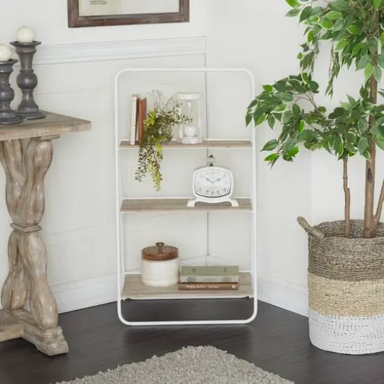 36" Iron Farmhouse Shelving Unit White {3}