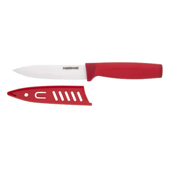 Farberware 5" Red Ceramic Utility Knife with Sheath {1}