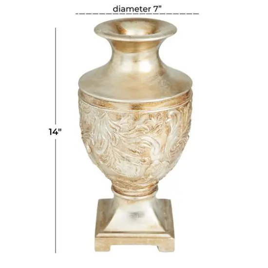 Gold Polystone Traditional Vase, 7" x 7" x 7" {8}
