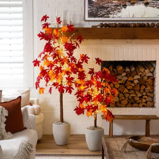 4ft. Pre-Lit Autumn Weeping Maple Artificial Fall Tree with 180 Warm White LED Lights {10}