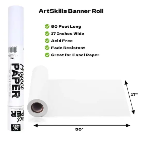 ArtSkills&reg; 50ft. x 17" White Banner Roll {3}