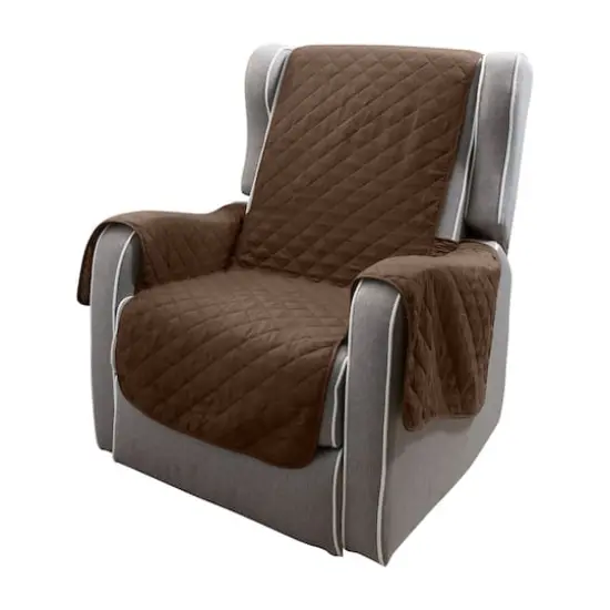 Home Details Reversible Quilted Furniture Chair Recliner Seat Protector Chocolate/Taupe {1}