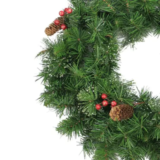 24" Iced Mixed Pine Red Berry & Pine Cones Artificial Wreath, Unlit {5}