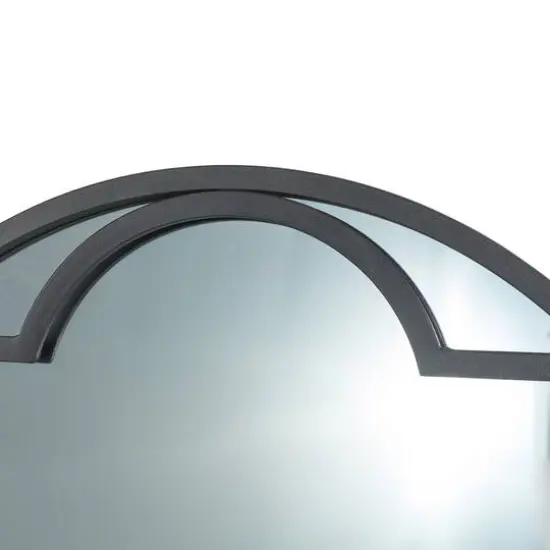Glitzhome&reg; 23" Black Metal Glass Round Wall Mirror {6}