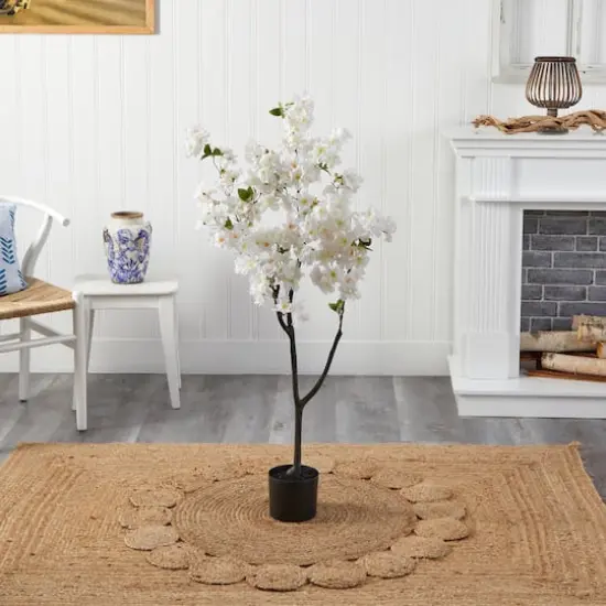 4ft. Potted White Cherry Blossom Artificial Tree {4}