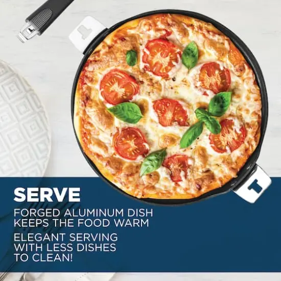 THE ROCK by Starfrit 12.5" Pizza Pan & Flat Griddle With T-Lock Detachable Handle {10}