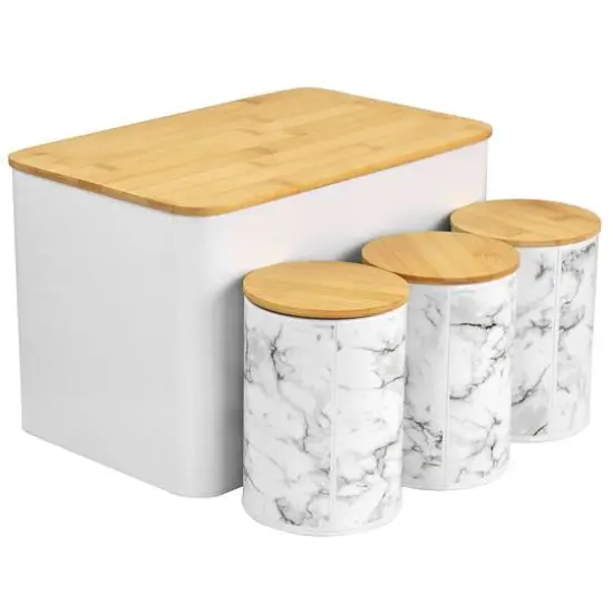 MegaChef Marble Iron Canister Set {7}
