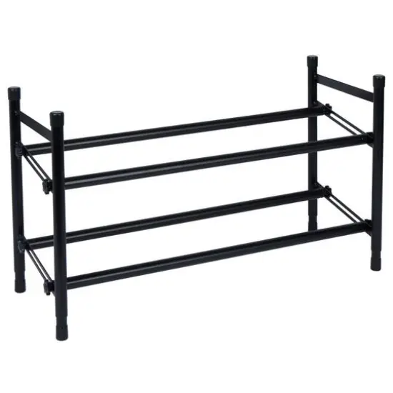 Organize It All Black 25" 2 Tier Expandable Shoe Rack {3}