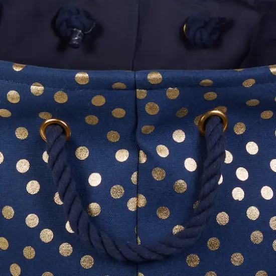 Medium Polyester Rectangle Bin With Gold Dots Nautical {6}
