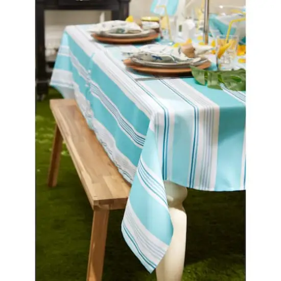 Beach House Stripe Print Outdoor Tablecloth With Zipper 60" x 84" {4}