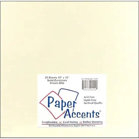 PA Paper&trade; Accents 12" x 12" 80lb. Smooth Cardstock Paper, 25 Sheets Cream {1}