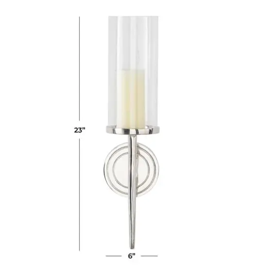 Silver Aluminum Modern Wall Sconce, 6" x 7" x 23" {7}