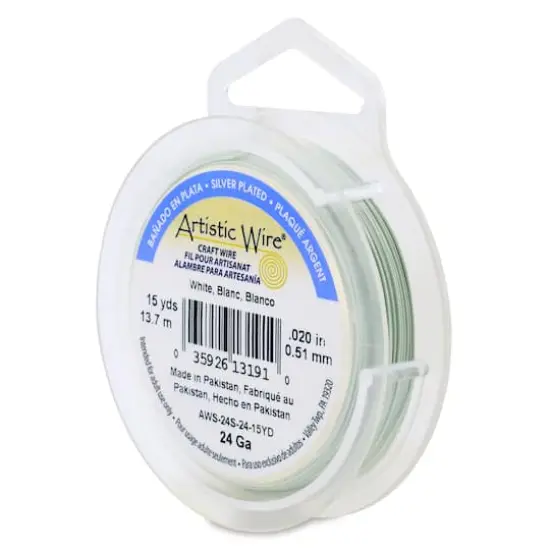 Artistic Wire&reg; 24 Gauge Silver Plated Tarnish Resistant Colored Copper Craft Wire, 15yd. White {1}