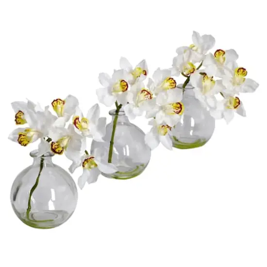 8" Cymbidium Arrangement in Vase, 3ct. {1}