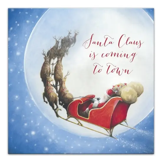 Santa Sleigh Painting Moon 16x16 Canvas Wall Art {1}