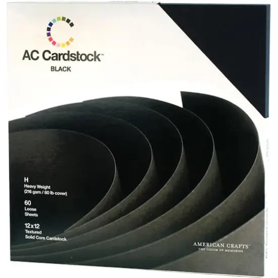 American Crafts&trade; 12" x 12" Textured Cardstock, 60 Sheets Solid Black {1}