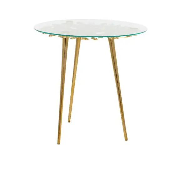Gold Aluminum Modern Accent Table, 22" x 22" x 22" {3}