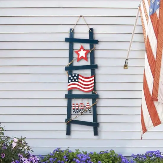Glitzhome® 36" Patriotic Americana Ladder-Shaped Porch Décor {3}