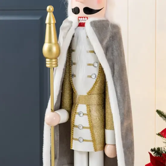 Glitzhome® 42"H Wooden Christmas Gold Dressed King Nutcracker {5}