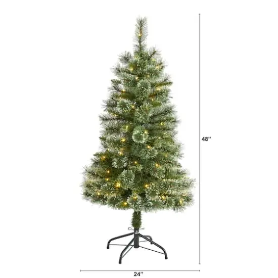 4ft. Pre-Lit Wisconsin Slim Snow Tip Pine Artificial Christmas Tree with Clear LED Lights {3}