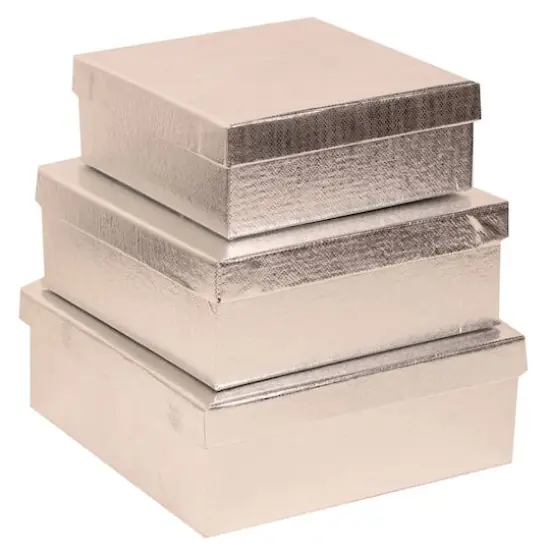 JAM Paper Silver Square Gift Box Nesting Set {1}