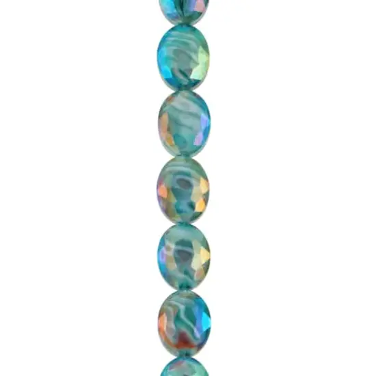 Aqua Faceted Glass Oval Beads, 15.5mm by Bead Landing&trade; {1}