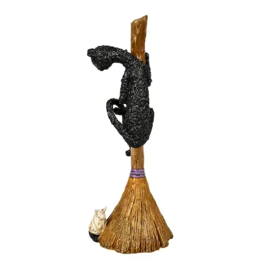 21" Halloween Black Cat Climbing Broom {6}
