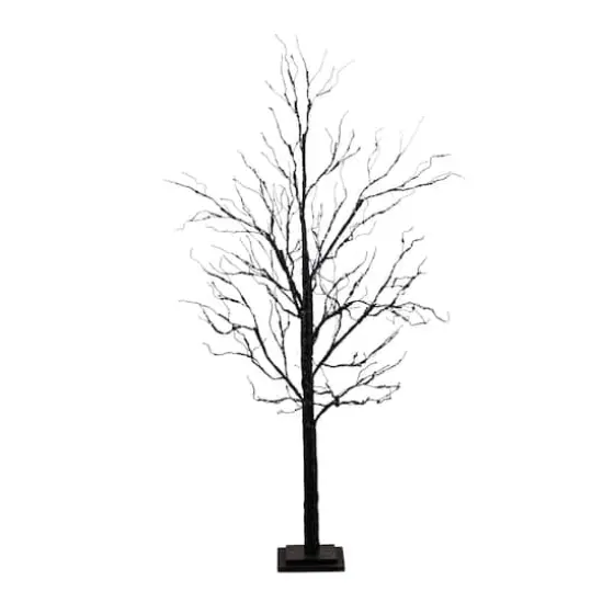 5ft. Pre-Lit Halloween Black Twig Artificial Tree with 240 Orange & Purple LED Lights {1}