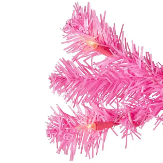 6ft. Pre-Lit Pink Medium Pine Artificial Christmas Tree, Clear Lights {7}