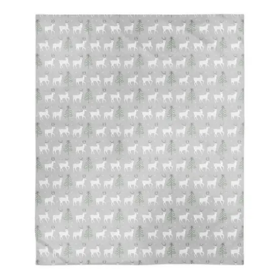 Deer and Tree Pattern 50x60 Sherpa Fleece Blanket {1}