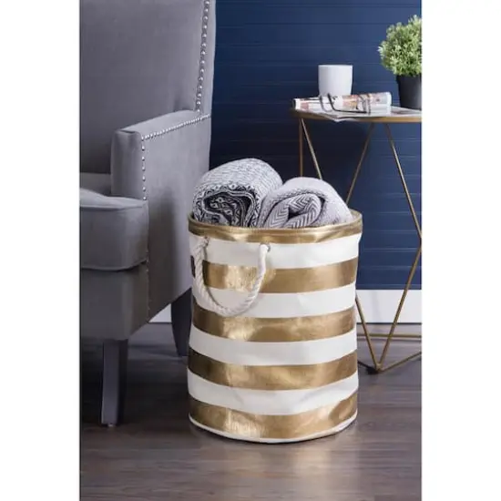 DII&reg; Large Stripe Round Paper Bin Gold Stripe {6}