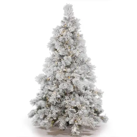 6.5ft. Pre-Lit Flocked Alberta Artificial Christmas Tree, Pure White LED Lights {1}