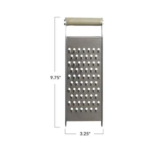 Hello Honey&reg; 9.75" Stainless Steel Grater with Taupe Enameled Mango Wood Handle {4}