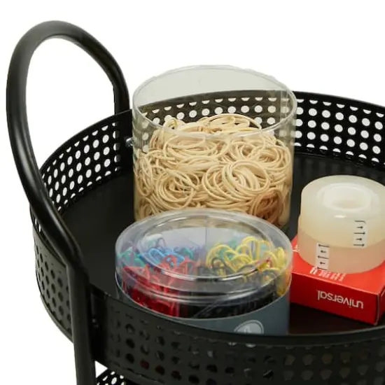 Mind Reader 27" Black 3-Tier Multi-Purpose Metal Utility Cart {7}