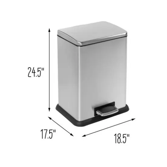 Honey Can Do Tall & Wide 58L Stainless Steel Step Trash Can with Lid {12}