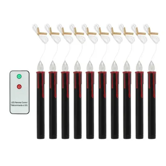 10ct. Warm White Hanging Bleeding Candles with Remote by Ashland&reg; {3}