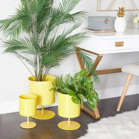Metal Modern Planters Set Yellow {4}