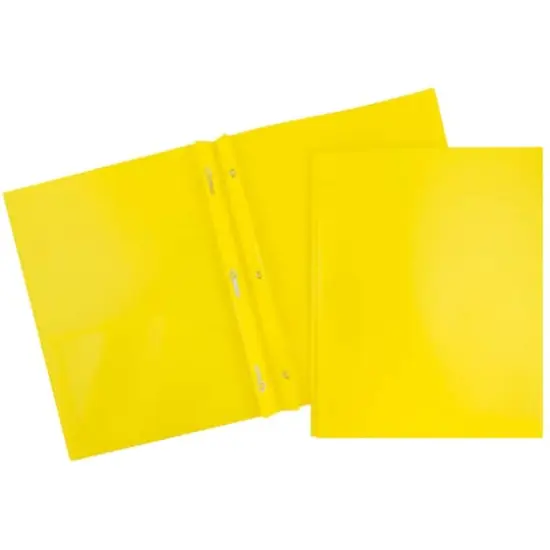 JAM Paper 9.5" x 11" Plastic 2 Pocket School POP Folders with Clasps, 6ct. Yellow {1}