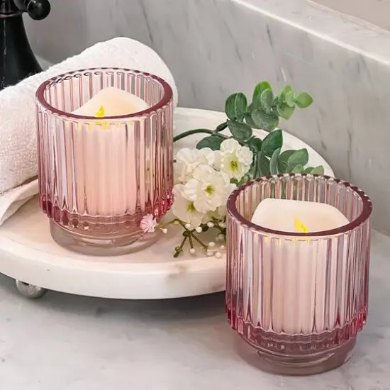 Kate Aspen&reg; Ribbed Glass Votive Candle Holder Set {10}